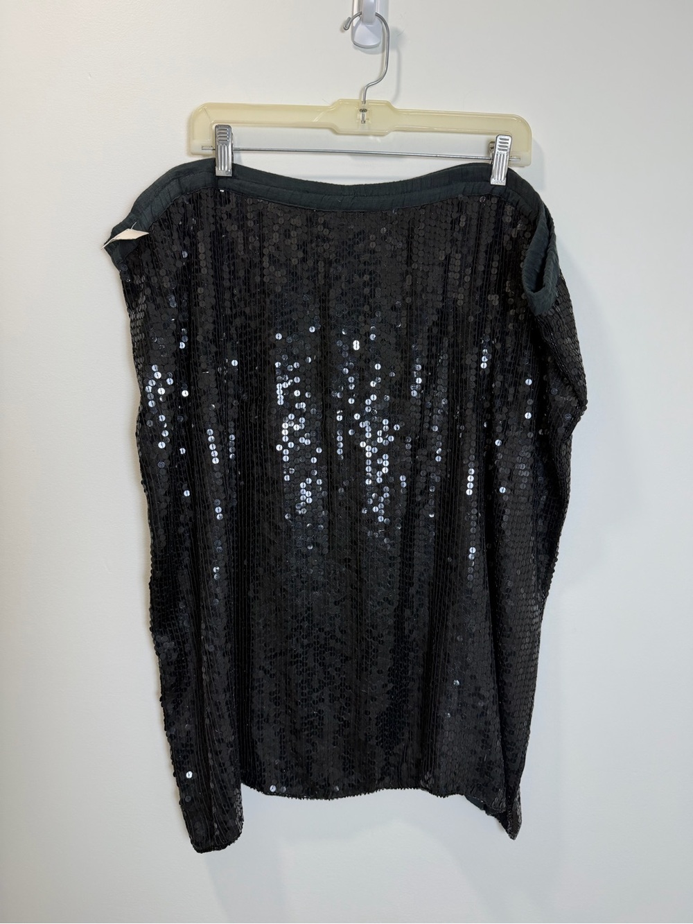 Vintage Joseph Le Bon Black Silk Sequin Skirt XL/2X Evening Party Formal